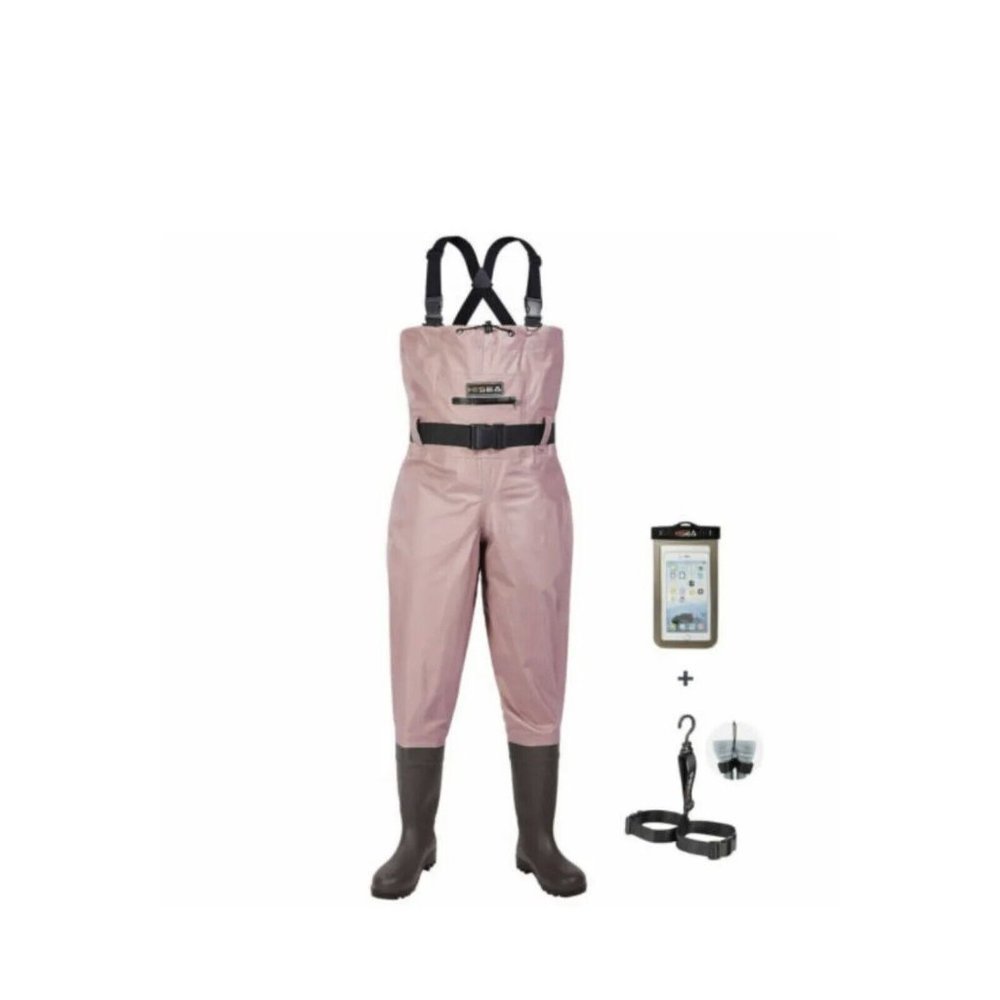 Hisea Womens Size 9 Pink And Purple Neoprene Insulated Chest Waders & Accesories
